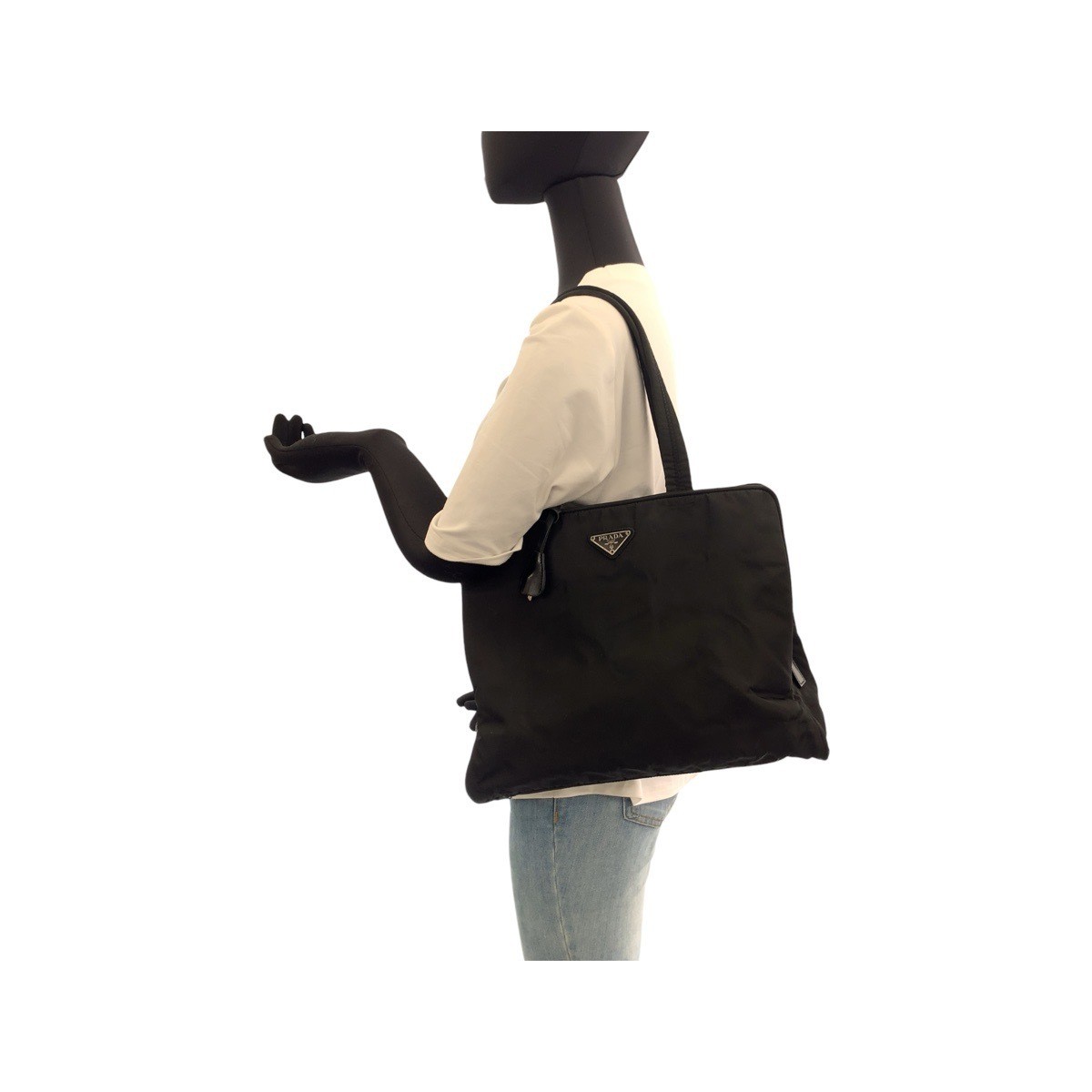 PRADA Tessuto Triangle Logo Plate Black Silver Hardware Nylon Tote Bag Handbag f thumbnail 7