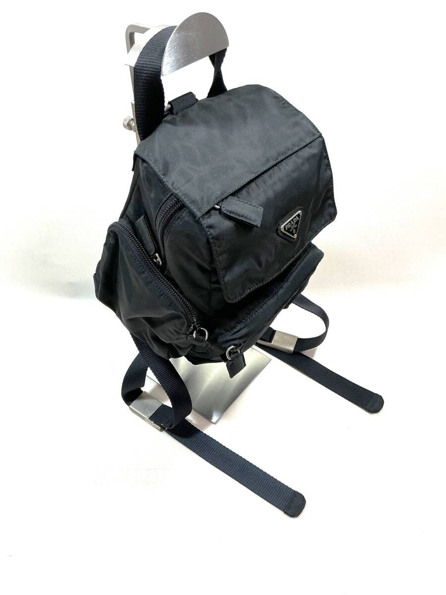 PRADA Nylon Mini Backpack Bag Black SV Metal Parts Made in Italy Triangle Logo P thumbnail 5