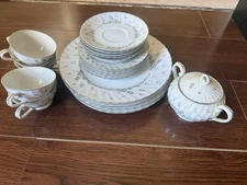 Style House Fine China Picardy Dinnerware, Set Of 5 Each And 1 Teacup NEW
