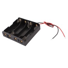 Black Wired Connector 4 x 1.5V AA Battery Holder Plastic Case Storage Box