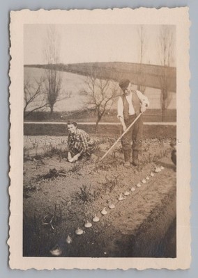 'My Father and I Gardening' - Vintage Photo 1930s