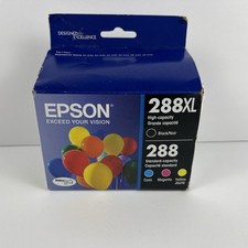 Genuine Epson 288XL Black + 288 Cyan, Magenta, Yellow Ink Cartridges - 07/2025