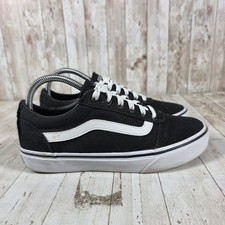 Vans Ward Low Top Sneakers Black White Canvas Skate Shoes Womens 8 751505