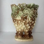 VINTAGE McCOY POTTERY VASE DOUBLE GRAPE LEAF CLUSTER 9.25"