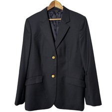 Brooks Brothers Women s Loro Piana Blazer Sz 14 Dark Navy Blue Gold Buttons Wool