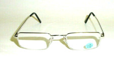 NWT Vintage 90's Rectangle Metal Half Frame Reading Glasses 1.25 S.Silver 