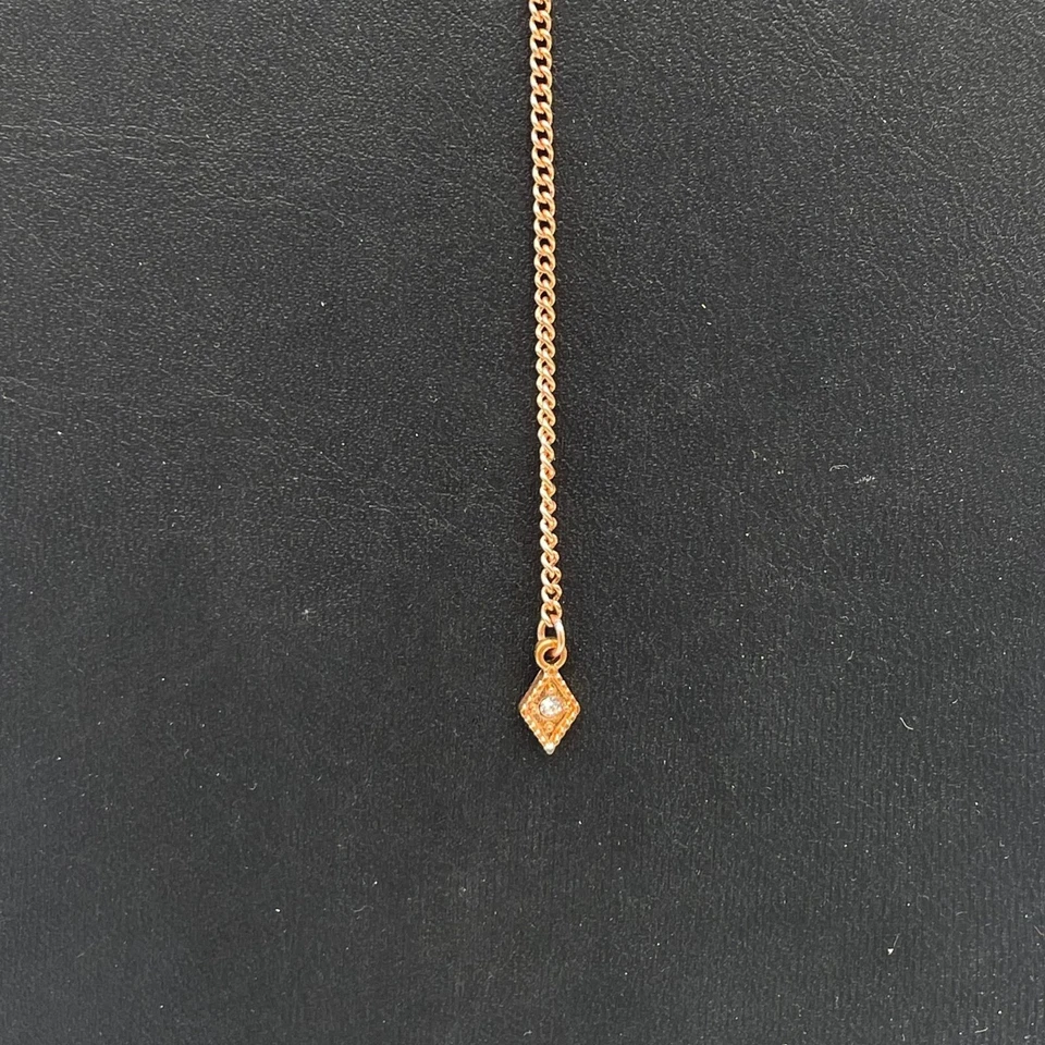 Luv AJ Rhinestone Full Bloom Lariat Y-Drop Chain Necklace Classis Preppy Work - Image 4 of 4