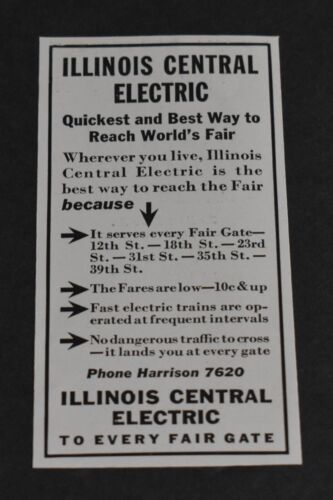 1933 publicité imprimée Chicago Illinois Central Electric Reach exposition universelle foire art - Photo 1 sur 1