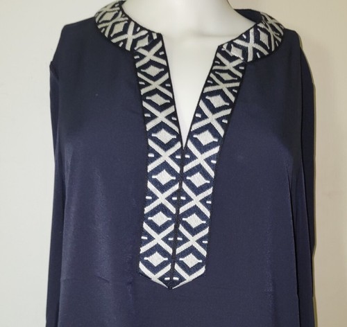 Tory Burch Tunika mit Taping 12 blau XL Kaftan Resort leicht Neu mit Etikett - Bild 6 von 10