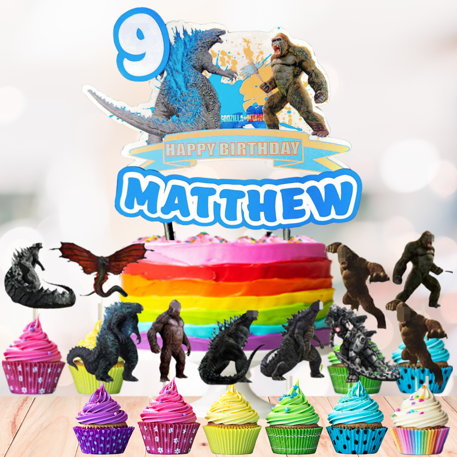 Unique Cupcake Cake Topper for Birthday Theme Decor and Party Favors with LED Light-image