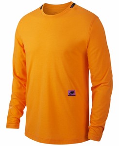 Nike-Mens-T-Shirt-Yellow-Size-XL-Long-Sleeve-Dri-Fit-Mesh-Crewneck-Tee-45-186