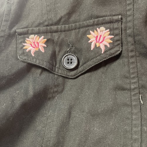 bagatelle heritage women’s Size M black cotton Button jacket embroidered flowers - Picture 8 of 10