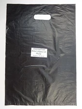 200 Qty. 12" x 3" x 18" Black High-Density Plastic Merchandise Bag w /  Handle 