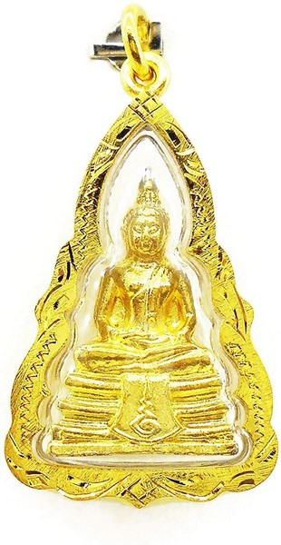 Alternate view of Sothorn Buddha Amulet Pendant Asian 18k 22k Thai Baht Yellow Gold Plated Jewelry