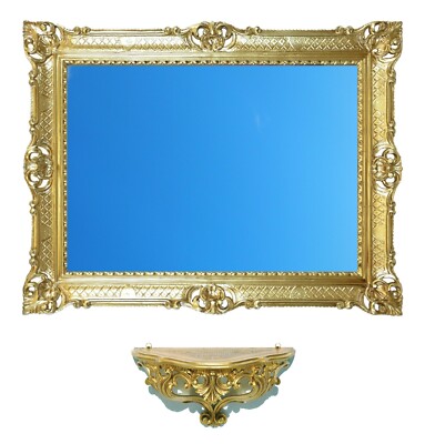 GROSSES SPIEGELSET 86X67 CM + REGAL IM VENEZIANISCHEN BAROCKSTIL KUNST VINTAGE
