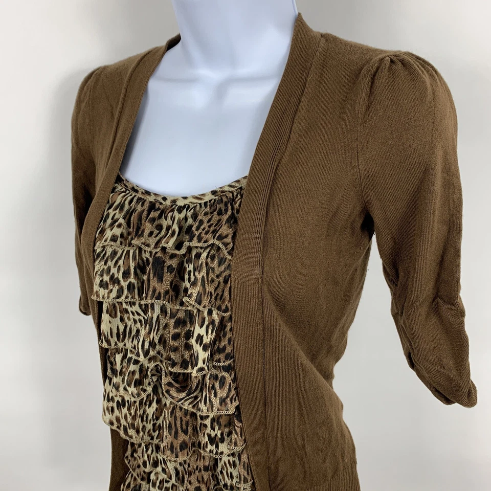 INC International Concepts Shirt Small Short Sleeve Chiffon Ruffle Layered Look - Image 2 of 4