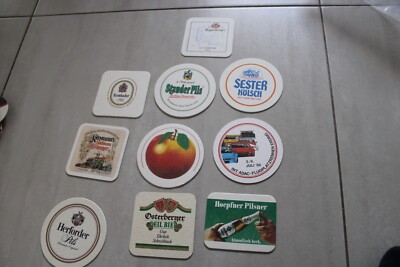 lot of 10 vintage sous buck (Bierdeckel Beer Mats coasters sous bocks sous bock)
