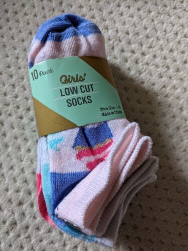 NWT 10 PACK Girls Low Cut Socks, Striped, Pizza & Fries, Cupcakes & donuts - Picture 4 of 4