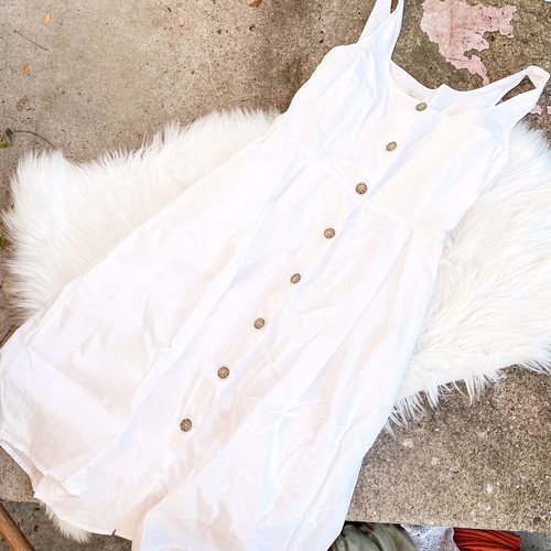 White Button A Line Midi Dress EUC | eBay