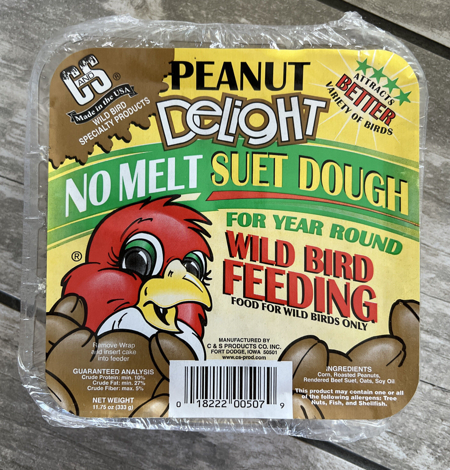 C&S Peanut Delight Suet Dough, 11.75 Oz. Wild Bird Food, 12 Pack