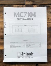 McIntosh MC7104 MC-7104 Amplifier Service Manual Original 