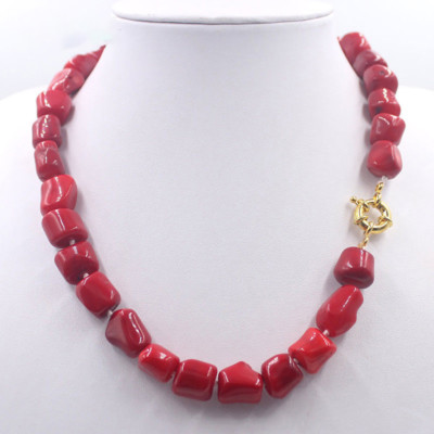 Charm 12-14mm Genuine Natural Freeform Red Coral Gems Beads Jewelry Necklace 18''