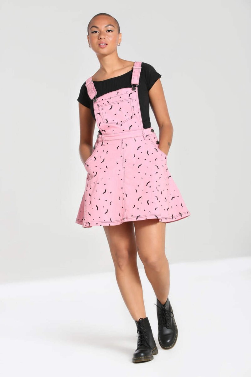 Bat Pinafore Dress Pink Hell Bunny 16-26 Goth Punk Emo Alternative