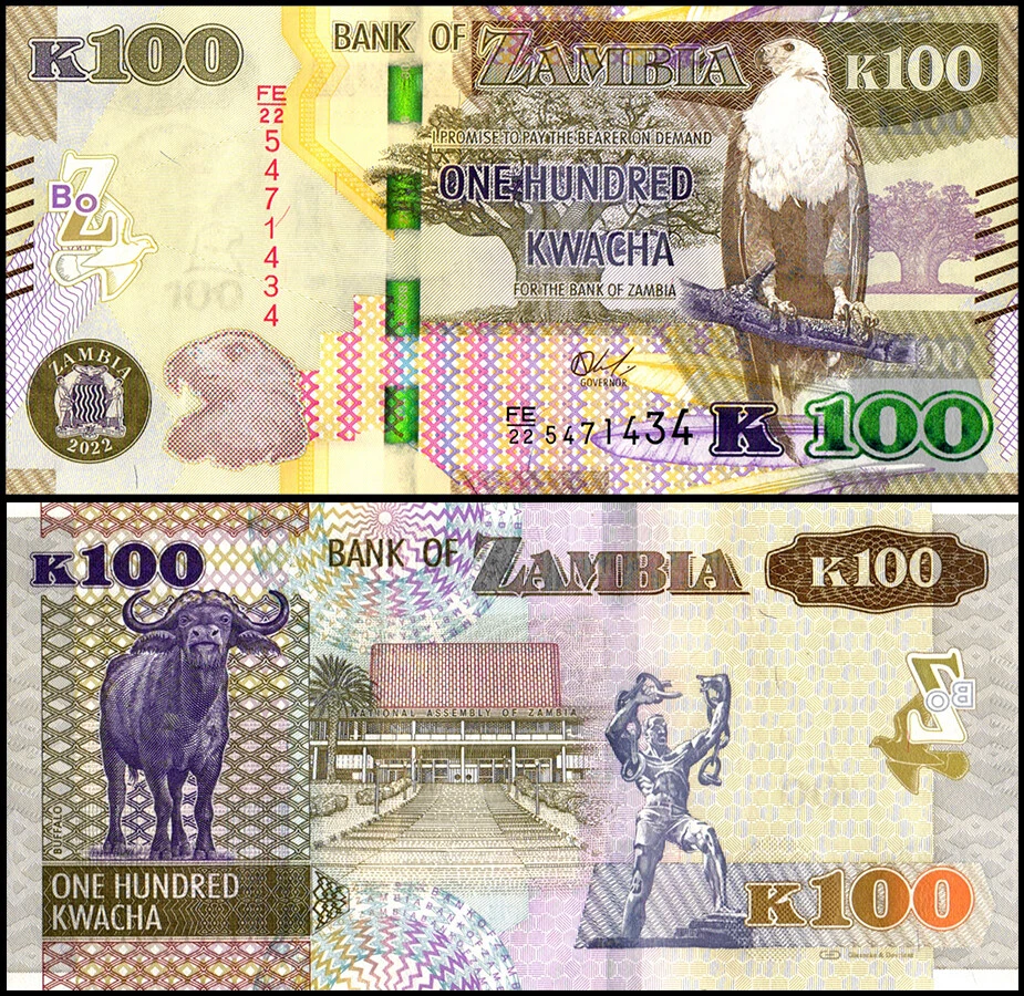 Zambia 100 Kwacha, 2022, P-61a.5, UNC | eBay