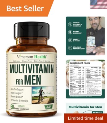 Daily Multivitamins for Men - Supports Prostate Health & Energy - 60 Capsules
