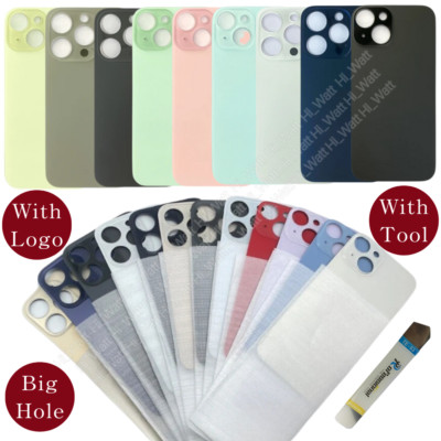 Big Hole Back Glass Cover Replacement Lot For iPhone 15 14 13 12 11 Pro XR XS SE