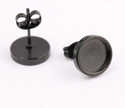 10 Edelstahl Ohrstecker Rohlinge Cabochon Fassung 6 8 10 12mm Silber Gold Rose D