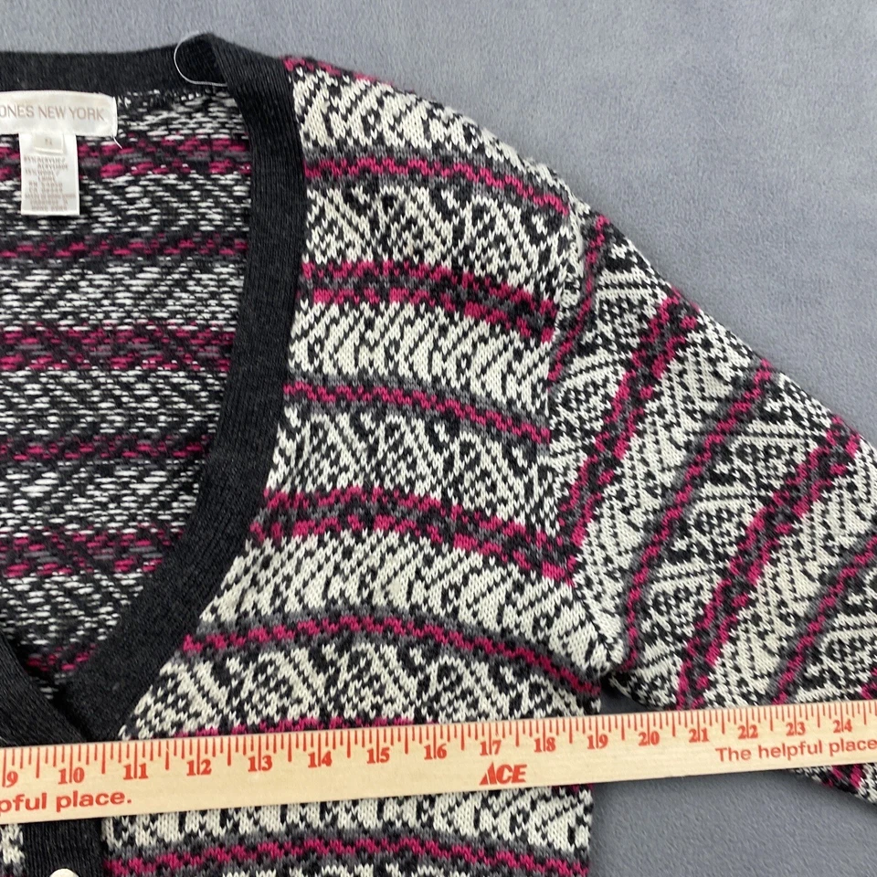Jones New York Sweater Womens Small Wool Blend Funky Button Front Cardigan VTG - Image 4 of 4