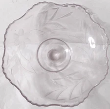Etched Glass Candlestick Floral Arrangement Peg Insert Bobeche Topper Bowl 5 7/8