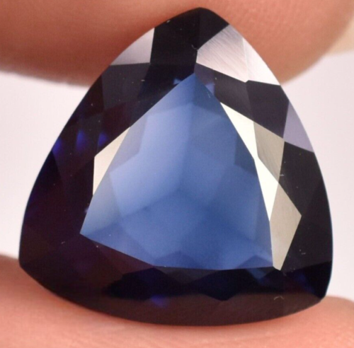 6 Ct+ NATURAL Flawless Kashmiri Blue Sapphire Trillion CERTIFIED Loose Gemstone - Picture 1 of 5