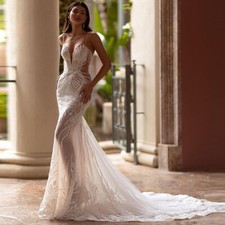 Luxury Sweetheart Mermaid Wedding Dresses Beads Ball Gown Sleeveless Bridal Gown