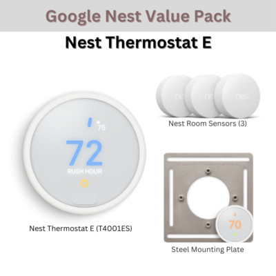 VALUE PACK: Nest Thermostat E + 3x Temperature Sensors + Steel Mounting Plate