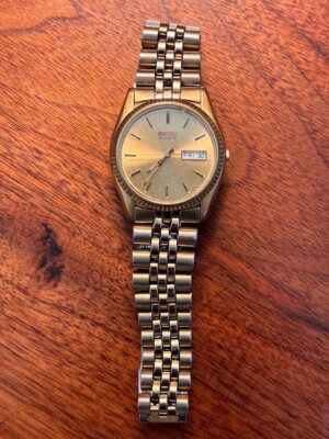 VINTAGE MEN'S SEIKO PRESIDENTIAL QUARTZ DAY-DATE GOLD WRIST WATCH