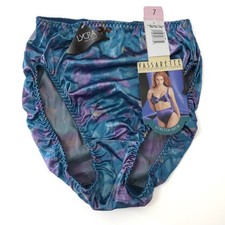 NEW Vassarette VTG 90s Second Skin Stretch Satin High Cut Brief Panty LARGE