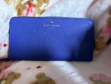 Cute Royal Blue Cow Leather KATE SPADE Accordion Zip-Around Wallet Organizer GUC