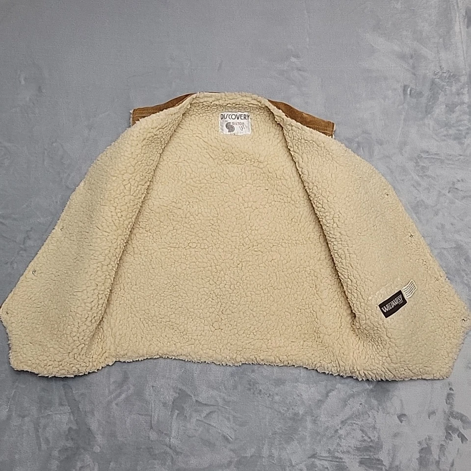 Vintage Discovery Vest Mens L Brown Suede Sherpa Shearling Western Ranchwear 70s - Image 4 of 4