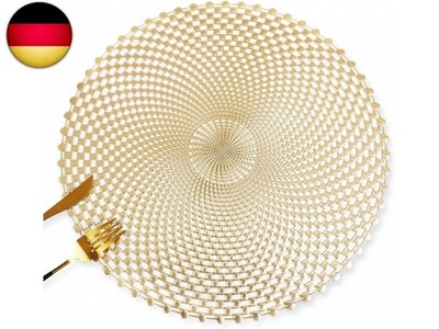 FAVE 6er Set Runde Platzsets Gold Spiral Lochdesign, Spülmaschinenfest -