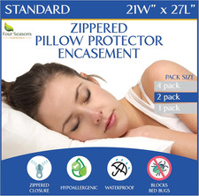 2 Pack Waterproof Zippered Pillow Protectors Standard Size Soft Pillow Covers XL