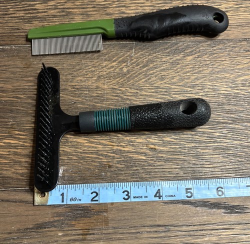 Lot of 2 Pet Grooming Tools – Dematting Comb & Undercoat Rake