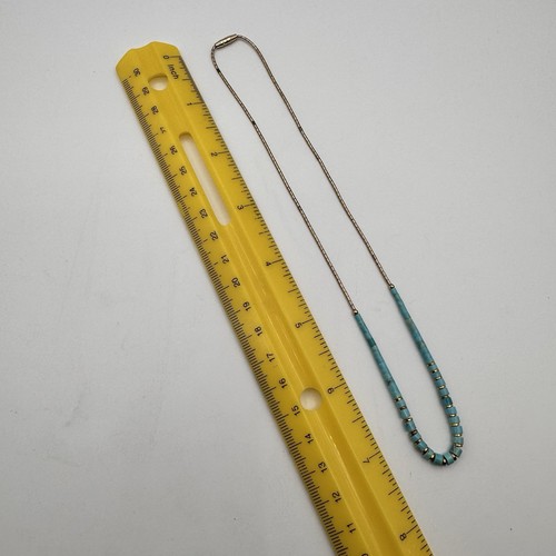 Collana Vintage Argento Liquido Vermeil Turchese Laurea 16" - Foto 7 di 8