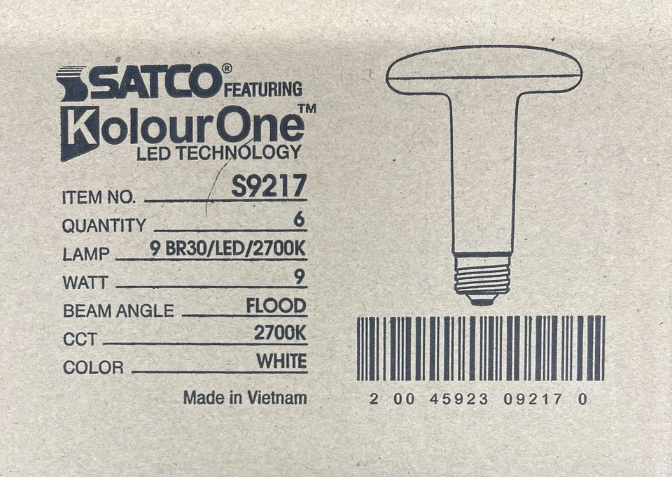(6 Pk) Satco S9217, LED Flood Light Bulbs, 9W, 65W Replacement, 2700K, BR30 - Image 3 of 4