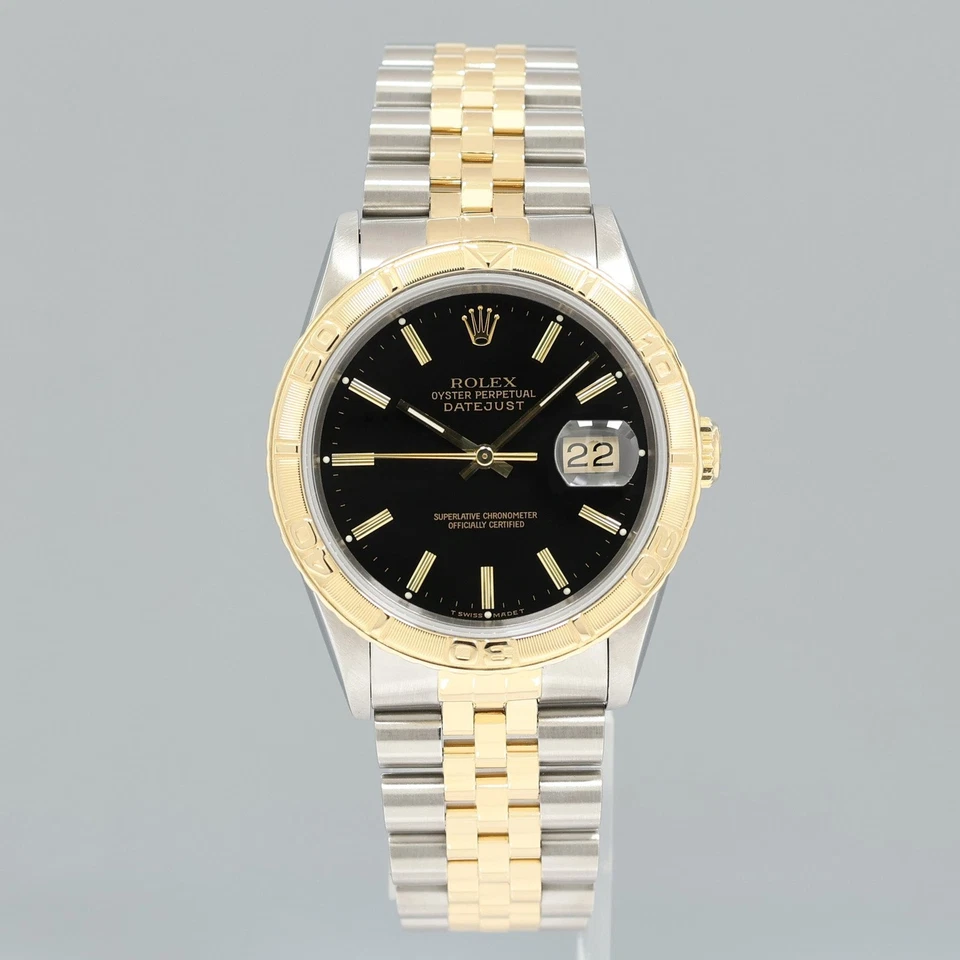 PAPERS Rolex DateJust 16263 Turn-O-Graph Two Tone Gold Black Jubilee 36mm Watch - Image 2 of 4