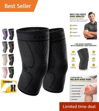 2 Pack Knee Compression Sleeves - Pain Relief & Support for Active Lifestyles