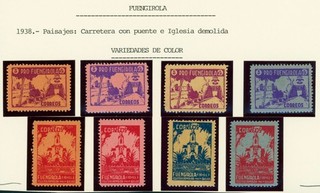 F709 SCW. LOCAL STAMPS VARIETY COLOR FUENGIROLA #GALVEZ B315/22 MH .