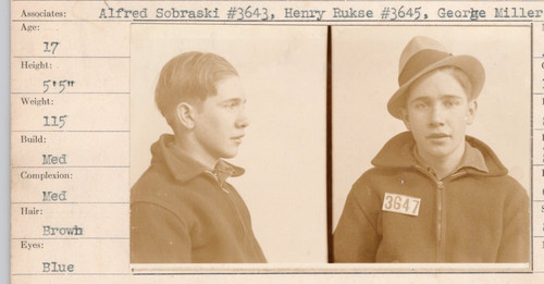 Mugshot 17 Year Old Juvenile Offender 1940s Burglary Scranton PA Baskwell
