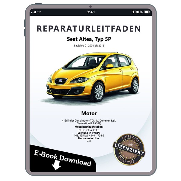 Seat Altea 5P1 2004-2015 4-Zyl. Dieselmotor 140-170 Ps Reparaturleitfaden Ebook-image